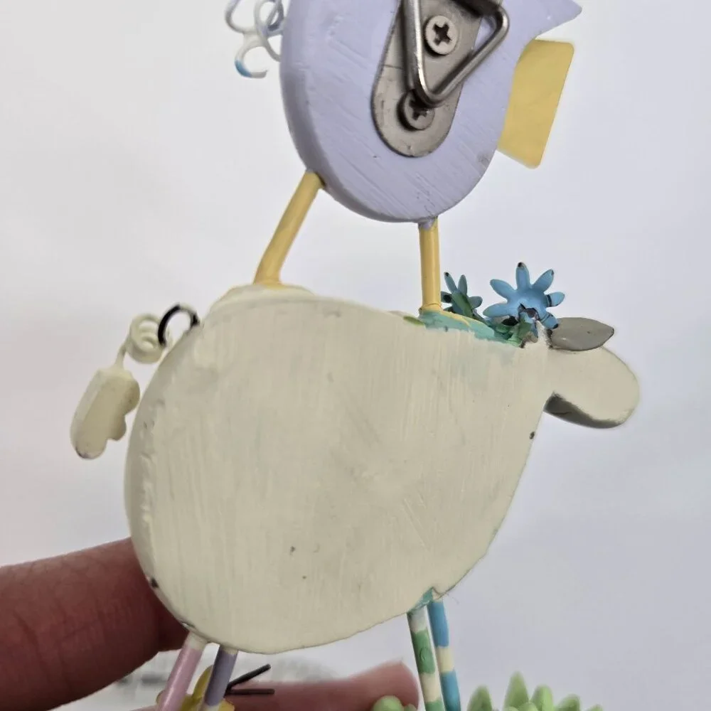 Farm Animal Hooks Whimsical Painted Chicken and Sheep Hangers Spring Pastel 6.5